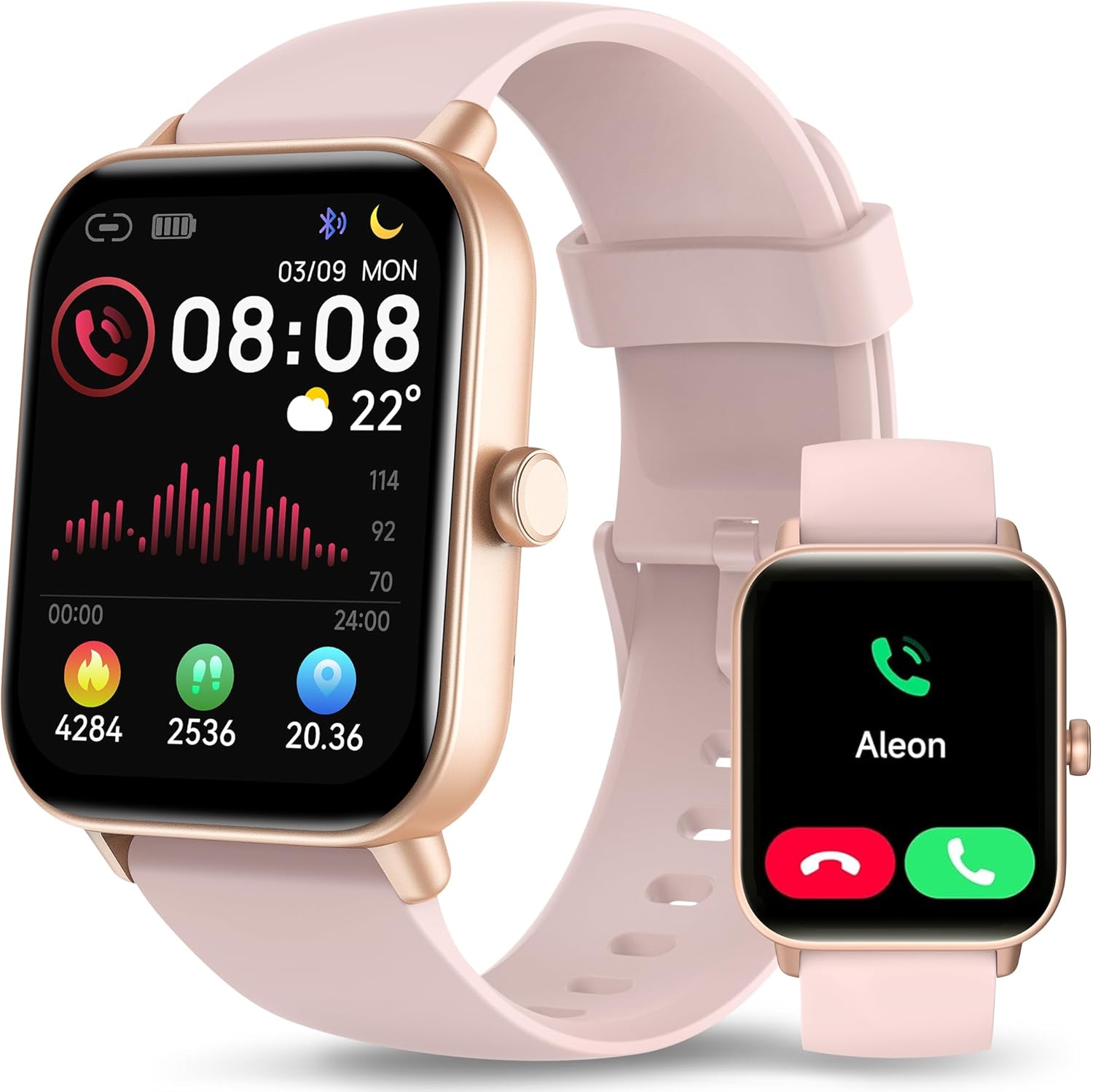 Smart Watch for Women iPhone & Android, 1.8″ Smartwatch with Bluetooth (Answer/Makes) Built-in Alexa, Fitness & Sleep Tracker with 110+ Sport Modes, Heart Rate/SpO2 Monitor, IP68 Waterproof