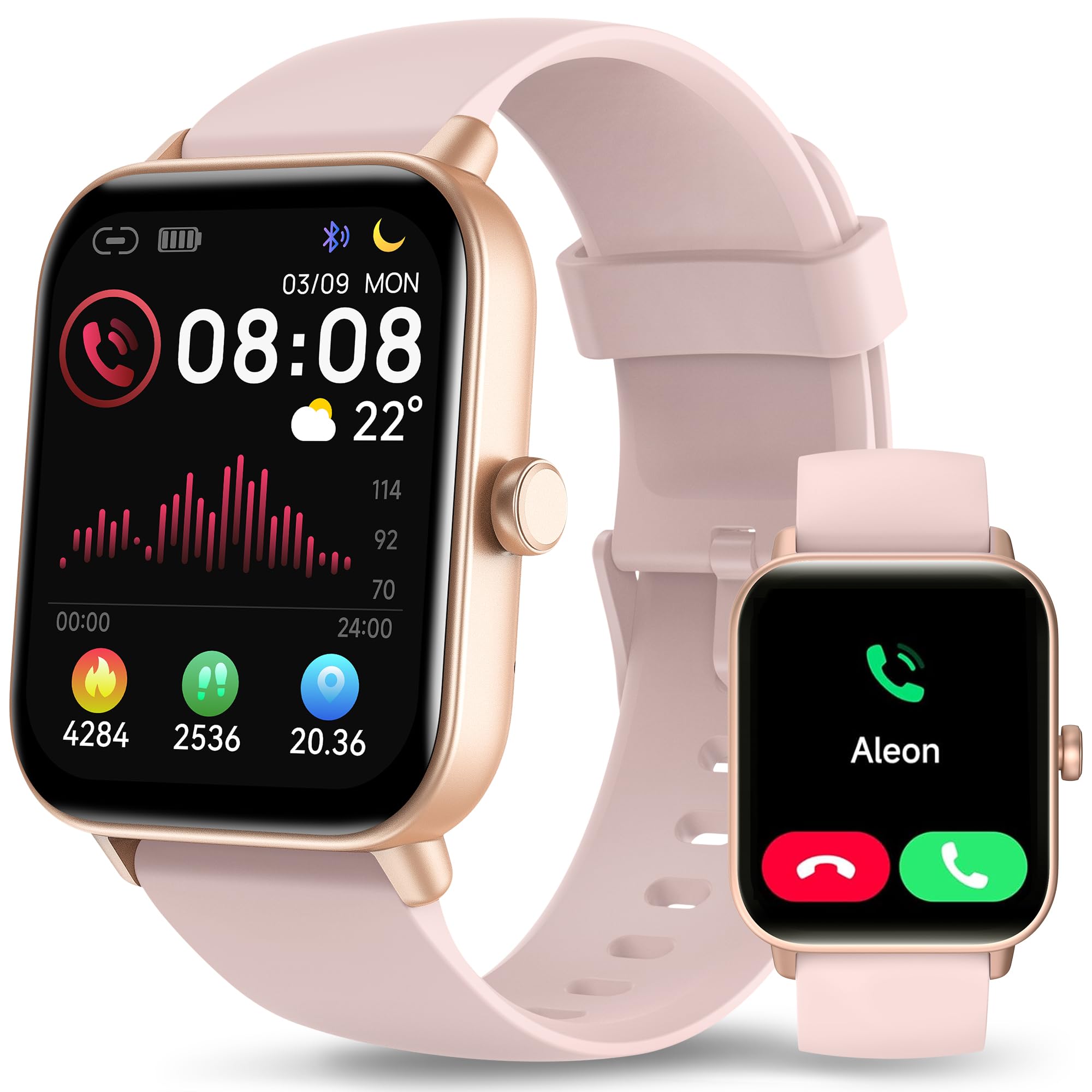 Yoever Smart Watch for Women iPhone &amp; Android, 1.8" Smartwatch with Bluetooth (Answer/Makes) Built-in Alexa, Fitness &amp; Sleep Tracker with 110+ Sport Modes, Heart Rate/SpO2 Monitor, IP68 Waterproof