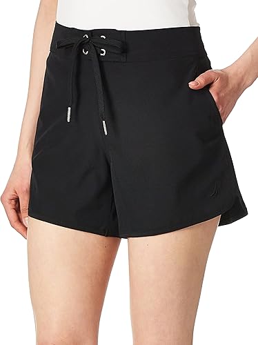 Miniatura 2 de Nautica Pantalón corto estándar sólido de 4 12" Core Stretch para mujer con cordón ajustable en la cintura