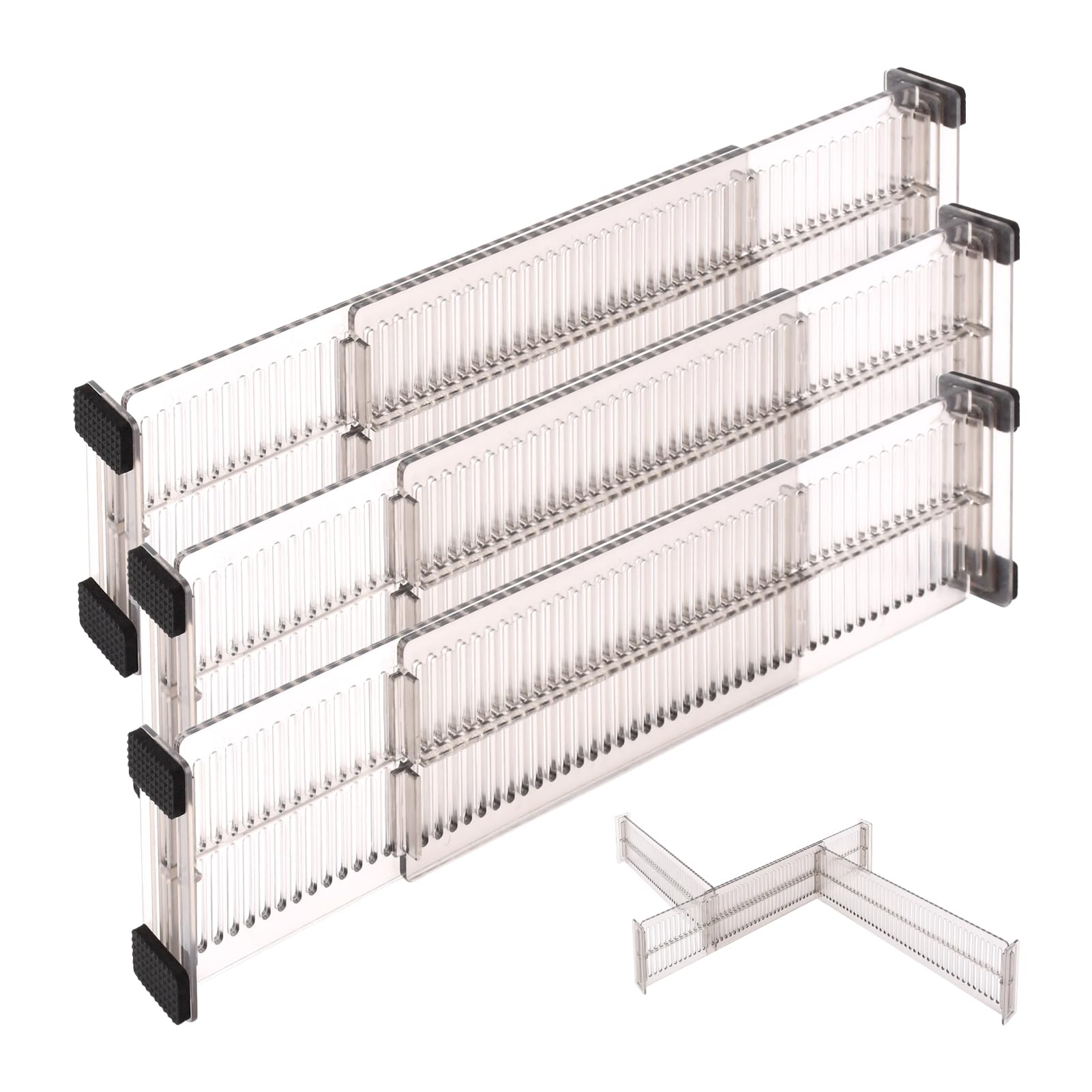 Schubladenteiler, 25,4–50,8 cm, verstellbare Schubladen-Organizer-Trennwände, ausziehbare Kunststoff-Schubladentrenner, Schrank-Organizer für Küche, Schlafzimmer, Büro, Schreibtischschublade,