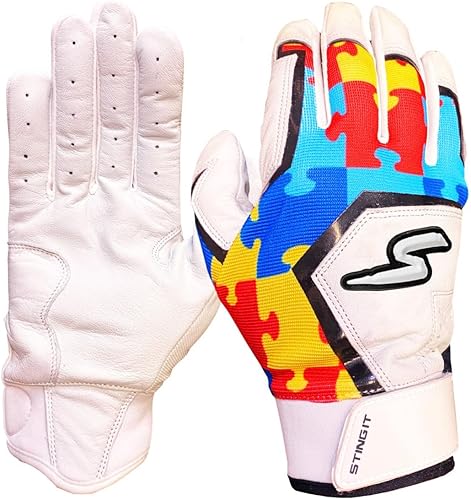Stinger Sports Guantes de bateo Sting Squad Guantes de béisbol y sóftbol para adultos y jóvenes, ultra suaves, duraderos, transpirables, piel de