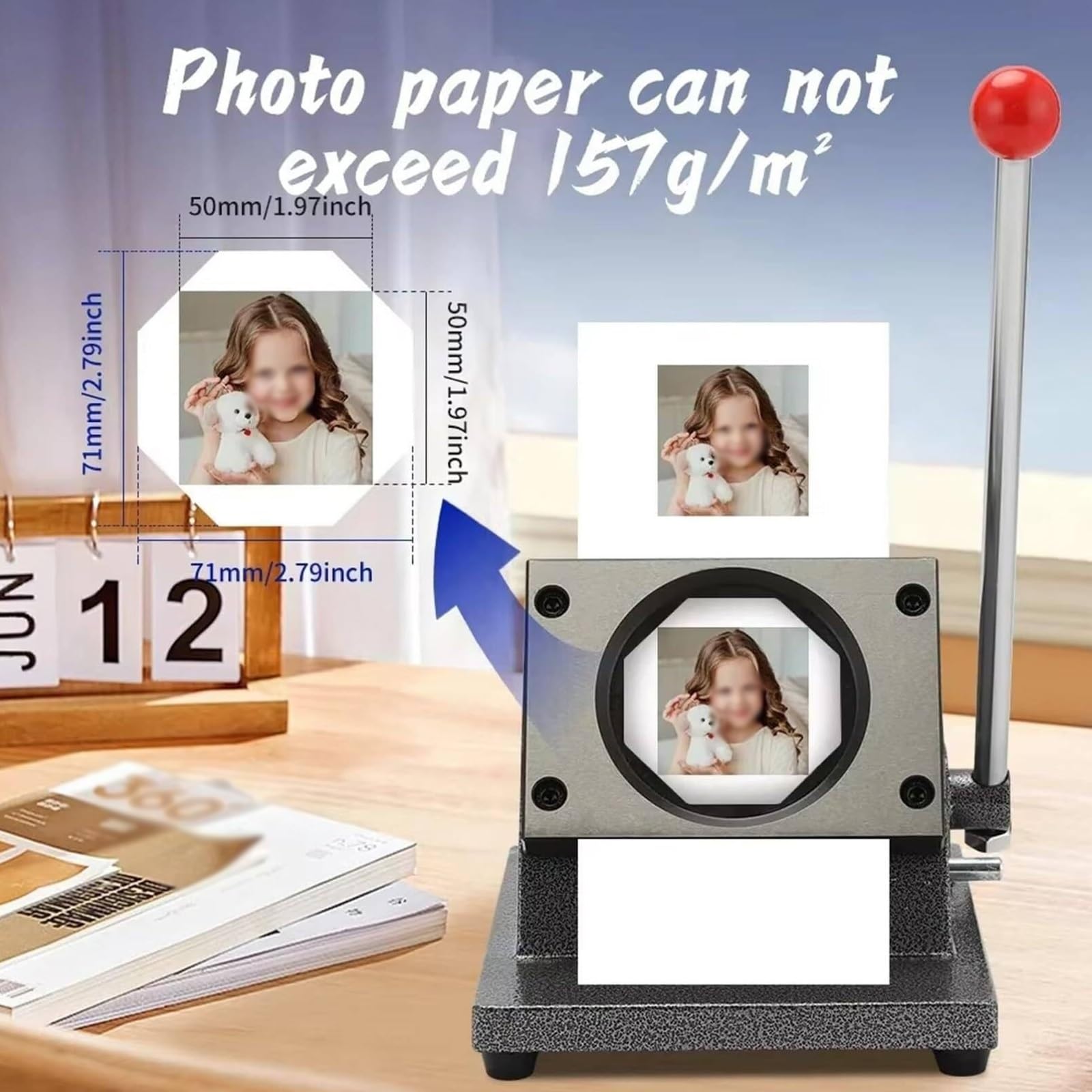 Zestaw do produkcji kwadratowych magnesów 2x2 cale, maszyna do robienia magnesów fotograficznych DIY ze 100 zestawami materiałów eksploatacyjnych i gilotynką do papieru,producent przypinek z guzikami