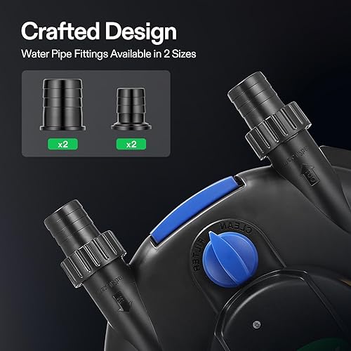 Miniatura 4 de Filtro de estanque de presión biológica, con luz UV-C de 13 W, 1050 GPH adecuado para estanques Koi de hasta 500 galones o piscinas paisajísticas de