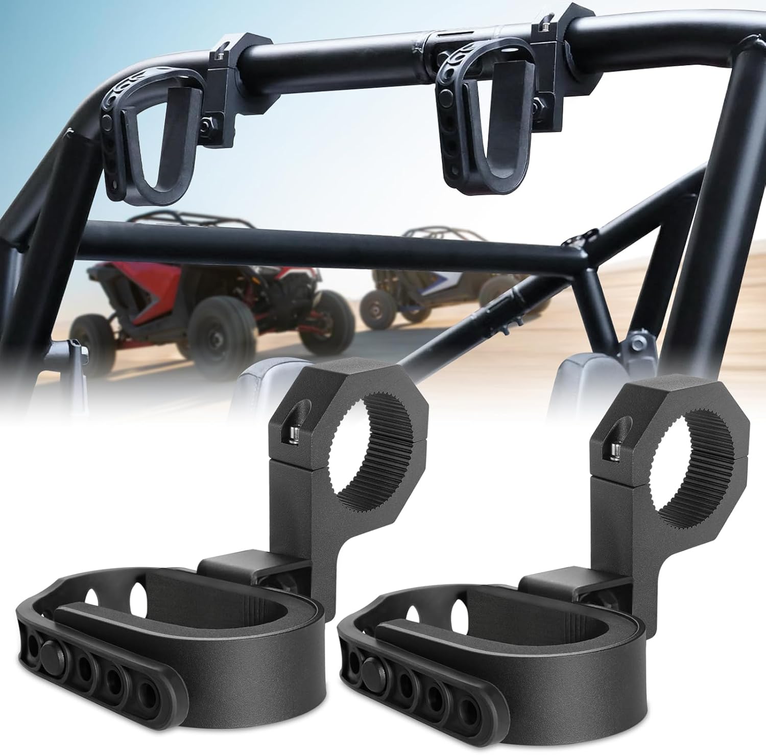 UTV Tool Holder, Nirider Roll Bar Tool Shovel Rack Fits 1, 1.5, 1.75, 1.875, and 2 Inch Roll Bar UTV Rack Tool Mount for Side by Side RZR Ranger Can-Am Kawasaki Snowmobile Golf Cart