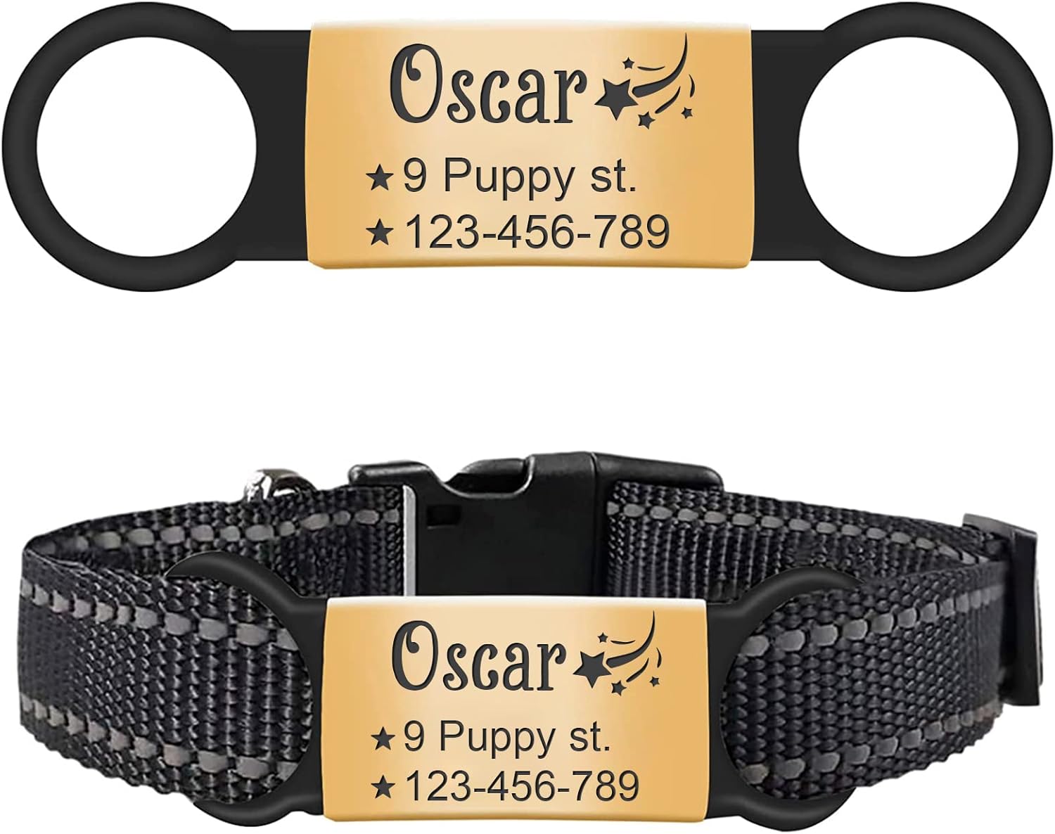 Nibana Personalized Dog Tags, Slide On Pet ID Tag, Engraved Stainless