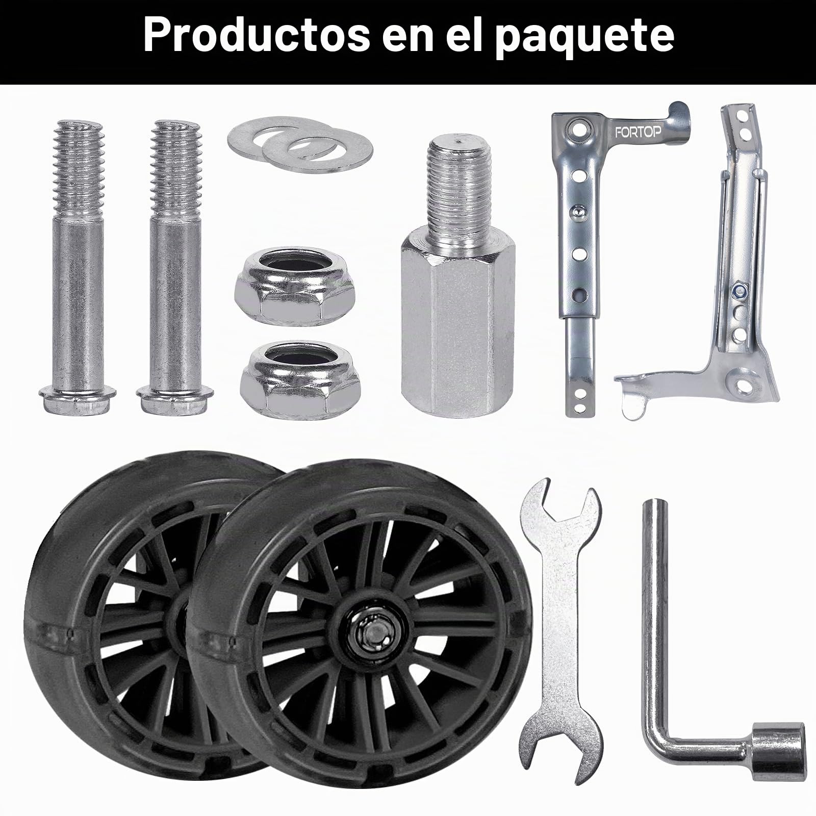 Ruedas de entrenamiento para bicicleta, par de ruedas traseras resistentes con estabilizadores montados para bicicleta variable de 16, 18, 20, 22 y 24 pulgadas, para niños y niñas (negro)