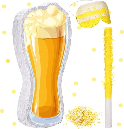 Sratte Piñata de cerveza con palo y con los ojos vendados, confeti de cerveza, piñata de cristal de cerveza, taza de animaciones a cervezas,