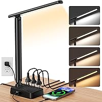 Vista 8 de Lámpara de escritorio LED para oficina y hogar, luz de escritorio que cuida los ojos con atenuación continua, cuello de cisne flexible ajustable