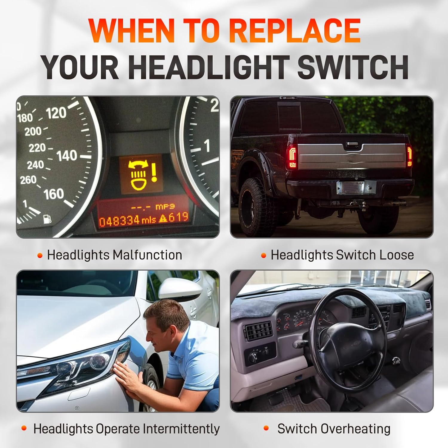1S1833 Headlight Switch Compatible with Ford F250 F350 Super Duty Truck 1999-2000, F450 F550 Truck 1999-2000, F650 F750 Truck 2000-2005, F800 1999, Replaces# F81Z-11654-AA 88924369 SWA41651 SW5226