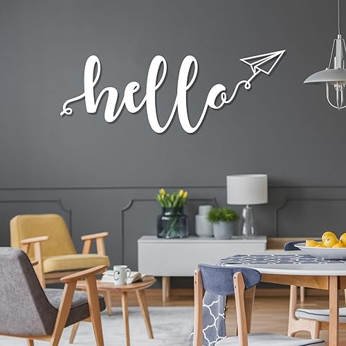 Miniatura 4 de fayholy Decoración de pared de metal, Hola, letrero de metal, letrero de pared, arte de pared de metal, decoración de interiores, colgantes de