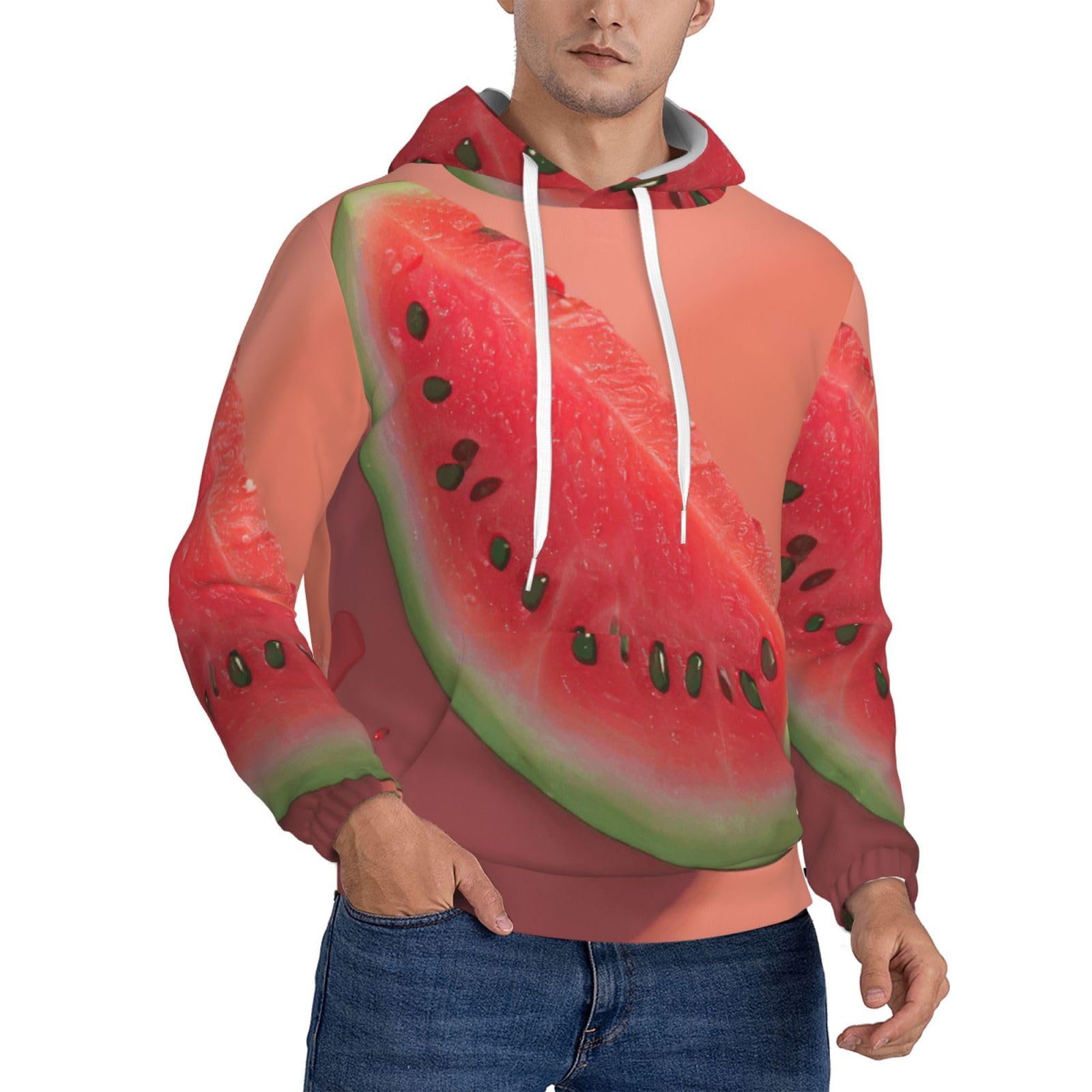 Sweat à capuche homme rouge EdWal imprimé pull sport poche - 8