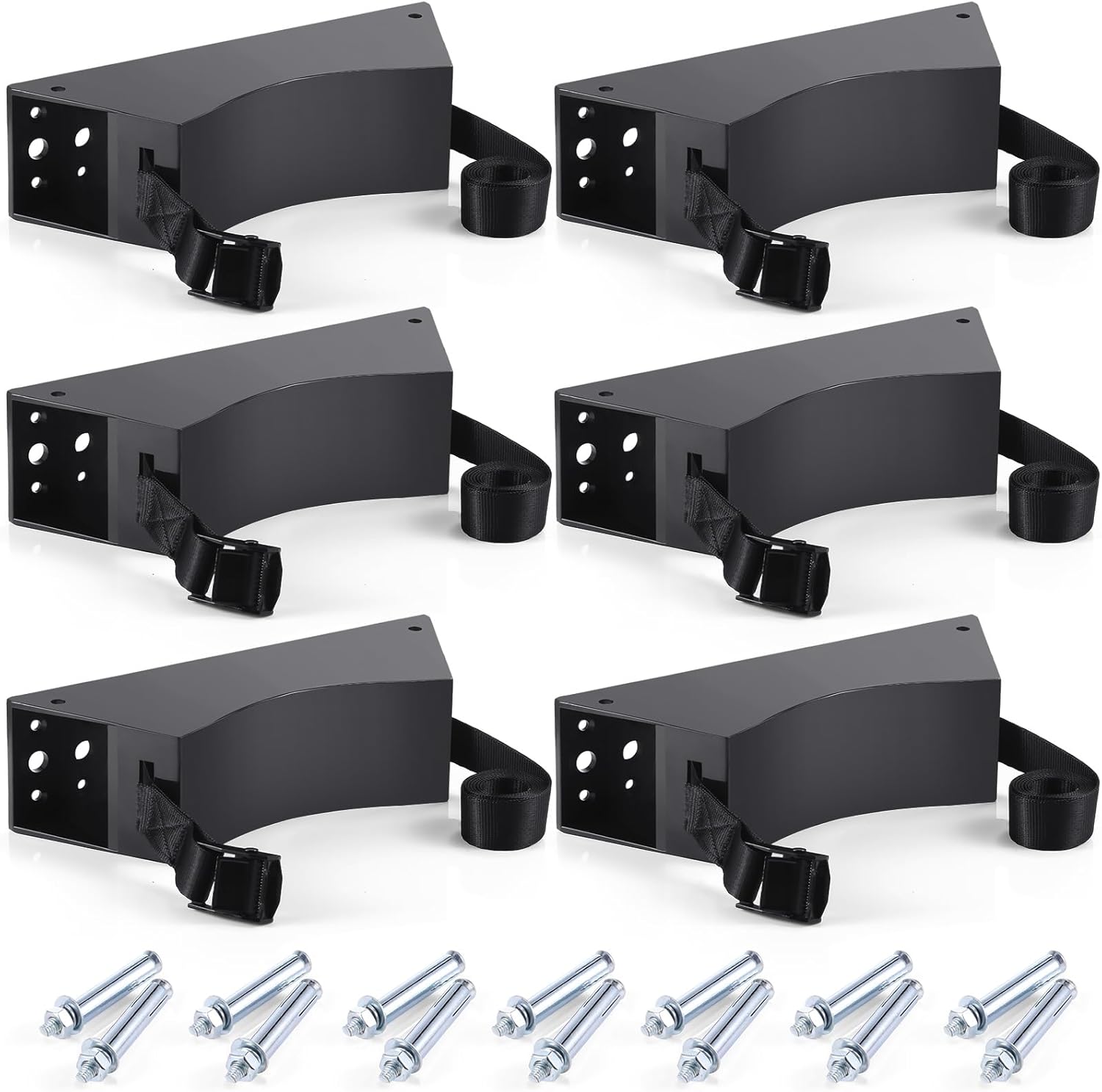 TrelaCo 6 Pcs Propane Tank Holder Gas Cylinder Wall Mounted Bracket Nitrogen Tank Holder with Screws and Safety Chain Supported 41 Inch for 4"-12" Diameter Nitrogen Tank(Black)