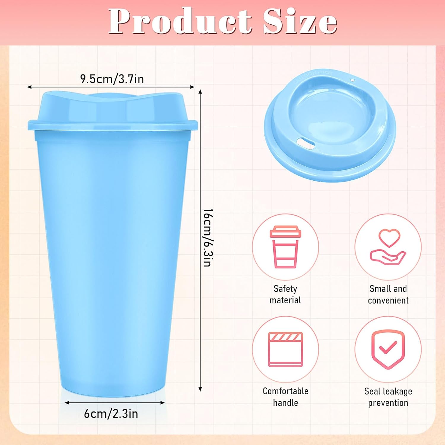 24 Pack Reusable Coffee Cups with Lids,16 oz Travel Hot Cups Bulk Plastic Tumblers Cup To Go Coffee Mugs for Hot and Cold Drinks,Colorful - Image 2