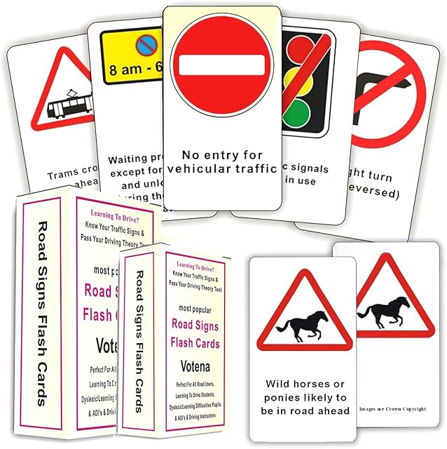 Highway Code 2022 UK DVLA Road Signs Flash Cards UK Driving Theory Test Card Revision for Car Theory Test Car Accessories for Drivers 17th Birthday Gift