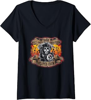 Womens Sons of Anarchy Reaper Crew V-Neck T-Shirt