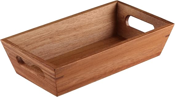 Deconox Acacia Tree Bread Basket - Natural Wooden Bread Holder, Stylish Bread Presentation (23x13x7cm) - Serving Basket for Breakfast and Tables