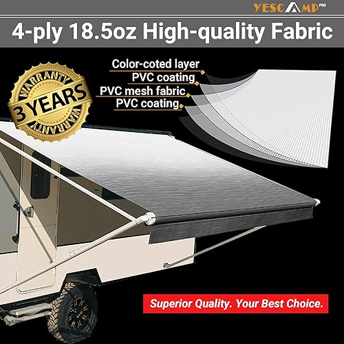 Miniatura 2 de YESCAMP Tela de repuesto para toldo de autocaravana, resistente a la intemperie, 4 capas de 18.5 onzas, tela de vinilo para cámper, remolque y