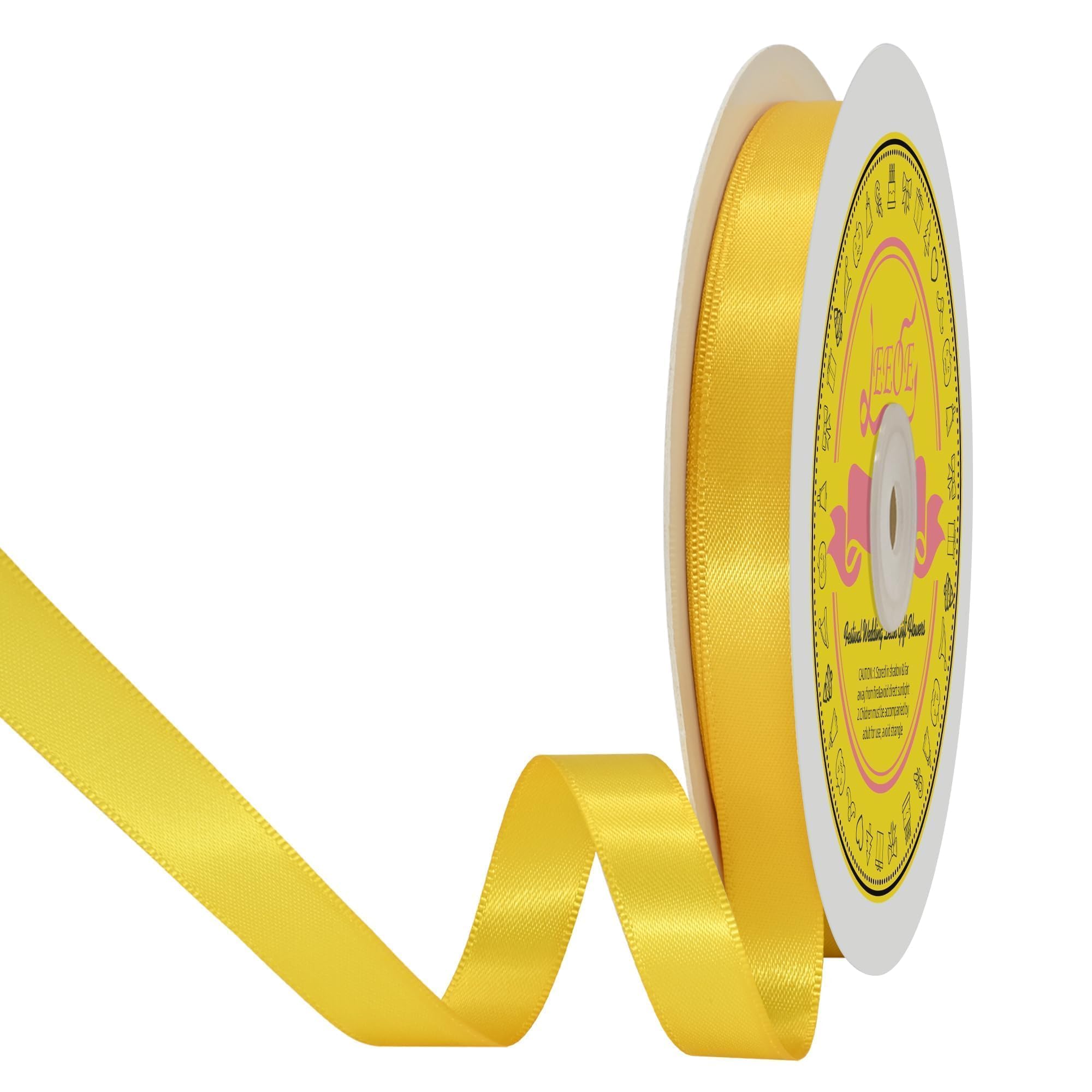 Double Face Maize Yellow Satin Ribbon 1/2 inch X 50 Yards Polyester Maize Yellow Ribbon for Gift Wrapping Very Suitable for Weddings Party Hair Bow Invitation Decorations and More