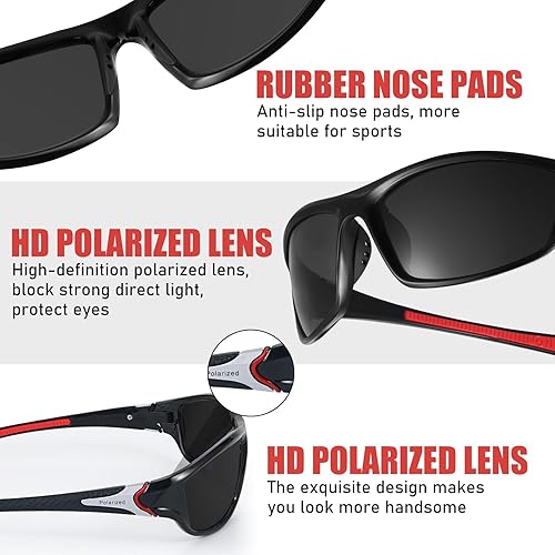 Miniatura 124 de TOODOO 4 Pairs Men Polarized Sunglasses with UV Protection Driving Glasses Sports for Sport Outdoor Activities