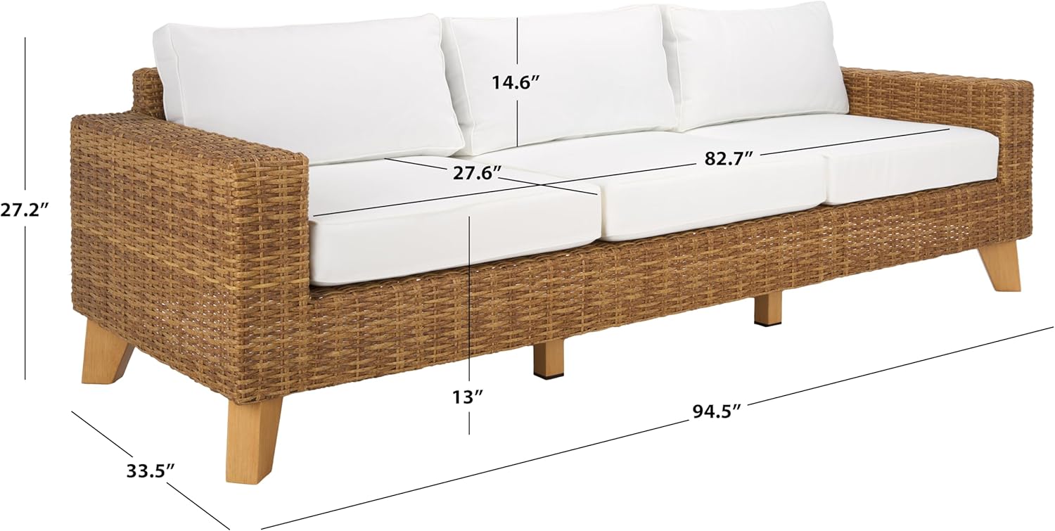 SAFAVIEH Couture Collection Margarita Natural/White Faux Wicker Indoor/Outdoor Patio Sofa