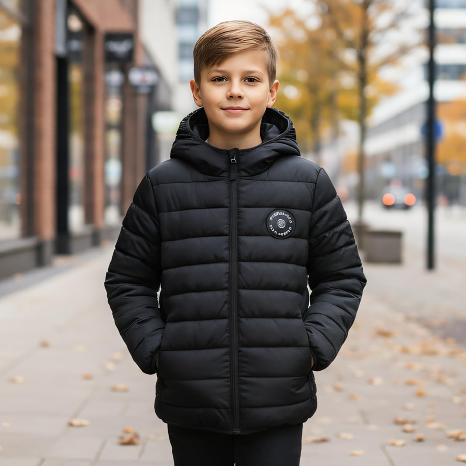 Sunny Sprout Jungenjacke mit Kapuze - Leichte Übergangsjacke für Herbst mit winddichten Ärmeln