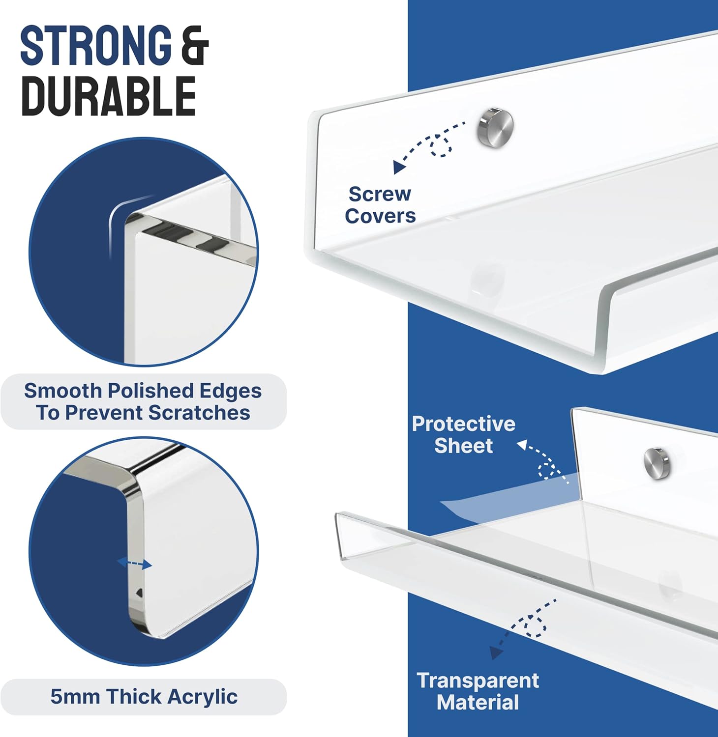 Estantes De Acrílico Transparente De 11.5 Pulgadas, 34 Pulgadas De