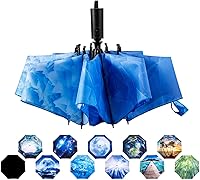 Vista 14 de LANBRELLA Paraguas plegable inverso compacto paraguas de viaje a prueba de viento automático Negro