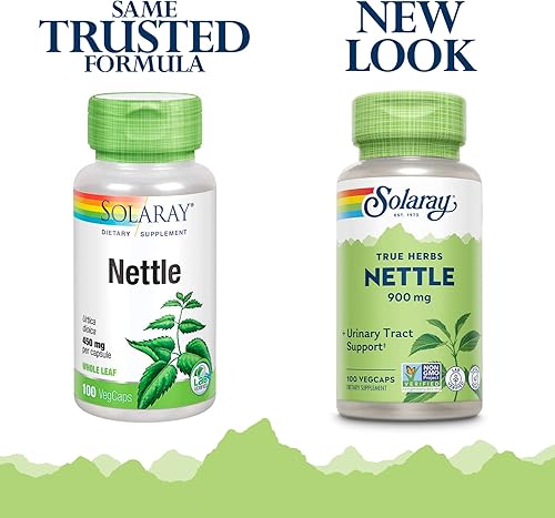 Miniatura 2 de SOLARAY Hoja de ortiga de 900 mg, suplemento vegano para la salud urinaria y el apoyo renal, salud de la próstata y bienestar respiratorio, sin OMG,