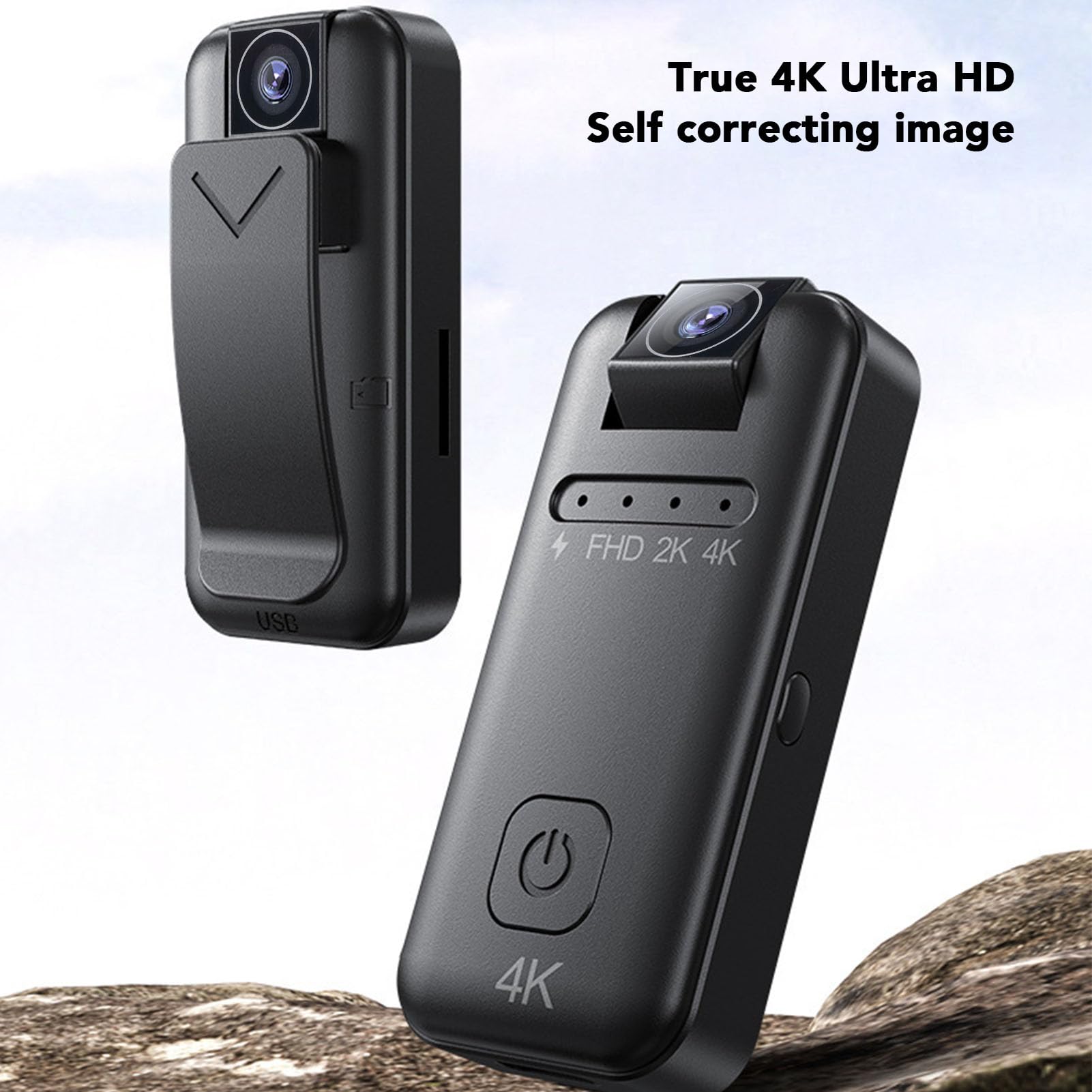 Mini Body Camera, 4K Ultra HD Wide Angle Water Proof Video Recorder, 180° Rotatable Wearable Camcorder with Clip for Your Glasses and Shirts