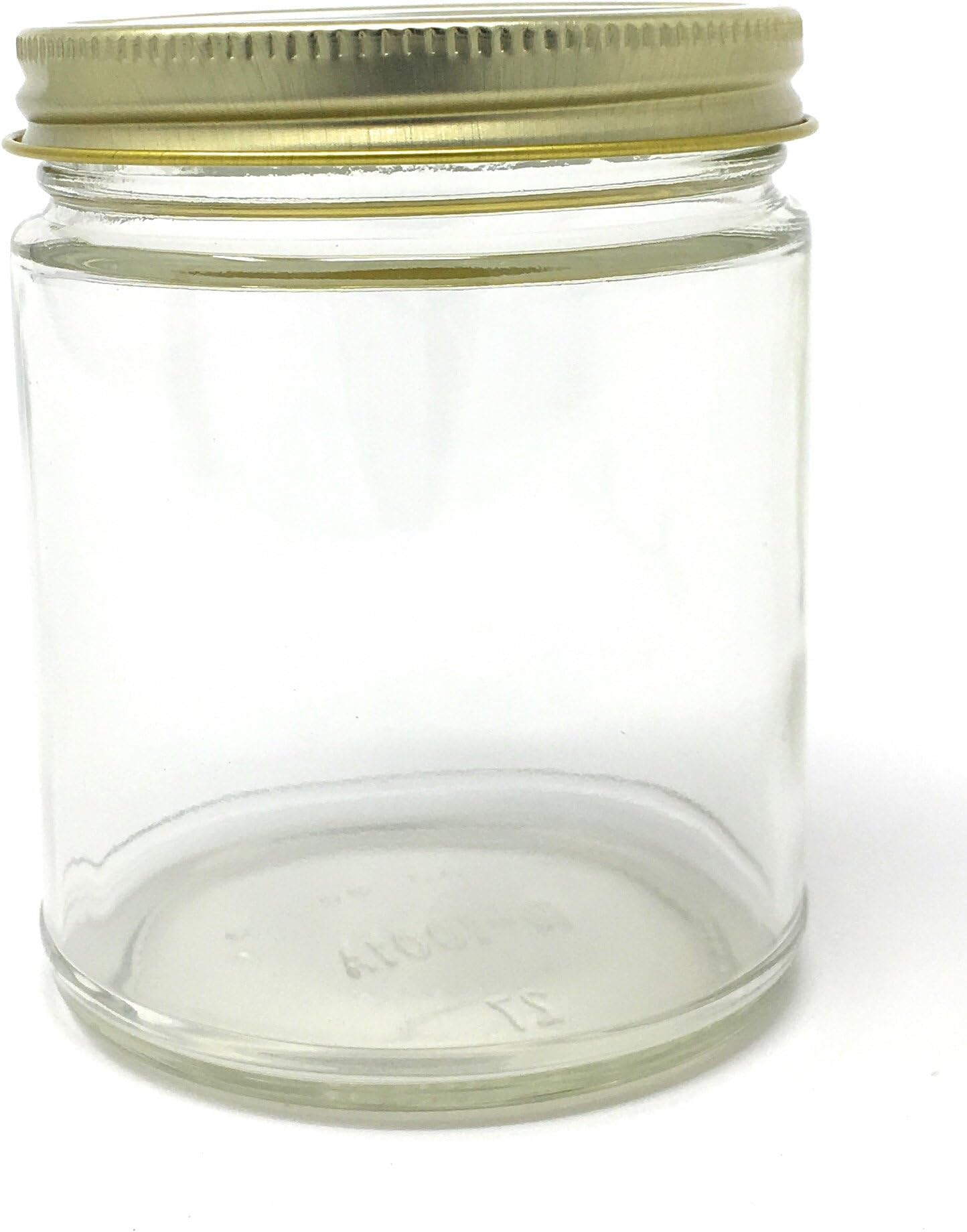 9 oz Straight Sided Glass Jar with Gold Metal Continuous Thread Lid by Richards Packaging 12-pack