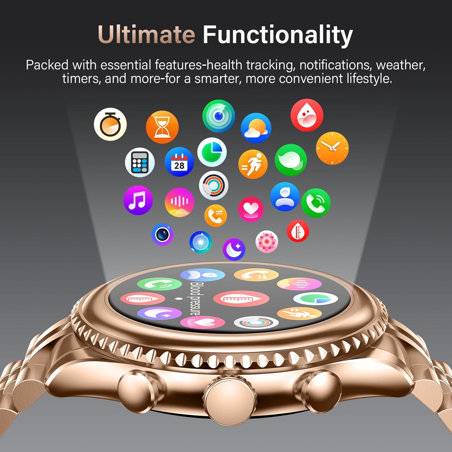 High-end Luxury Smart Watch for Men, Rotating Dial (Axe-Cut Bezel) Smartwatch, 1.32