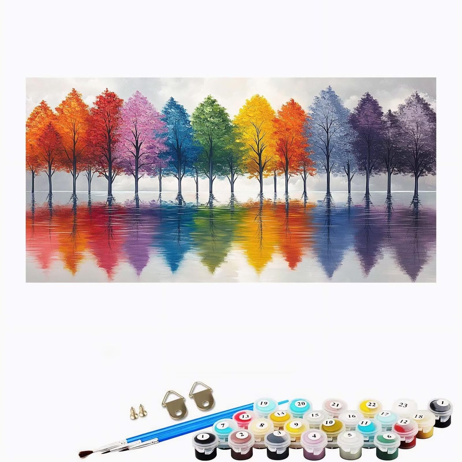Pintura por Numeros Adultos Árbol, Grande Pintar por Numeros Niños Color XXL Sin Marco 90x180 cm, DIY Kit Manualidades con Pinceles y Pigmento Acrílico, Cuadros para Pintar por Numeros, Regalo-YH584