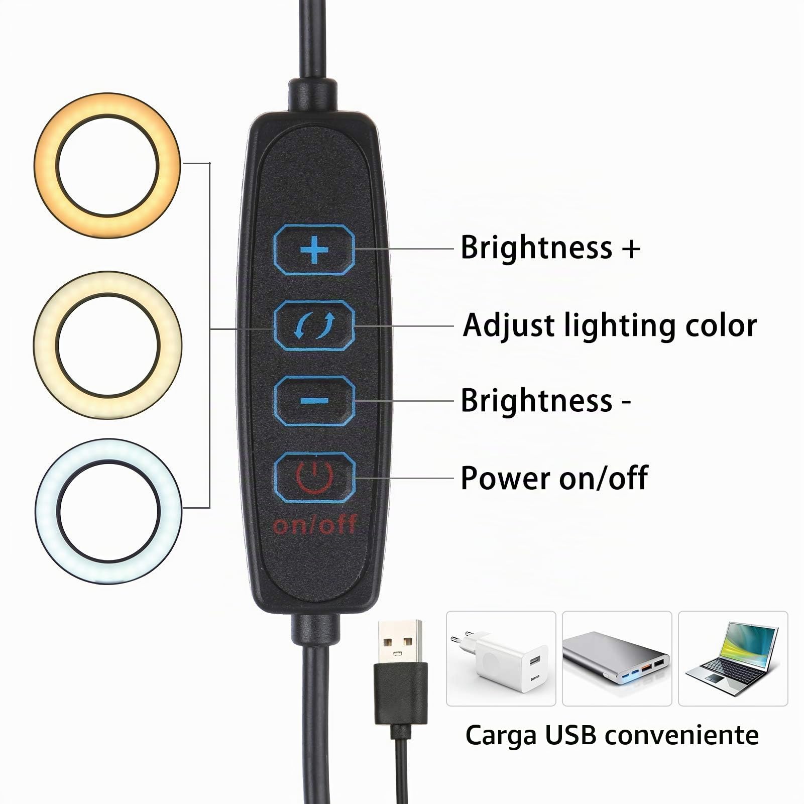 Tomshine Lámparas de lupa 8X,Lámpara de aumento LED con 10 Ajustes Bright Regulables, Lámpara de cuello de cisne flexible portátil para mesa de trabajo y uñas arte