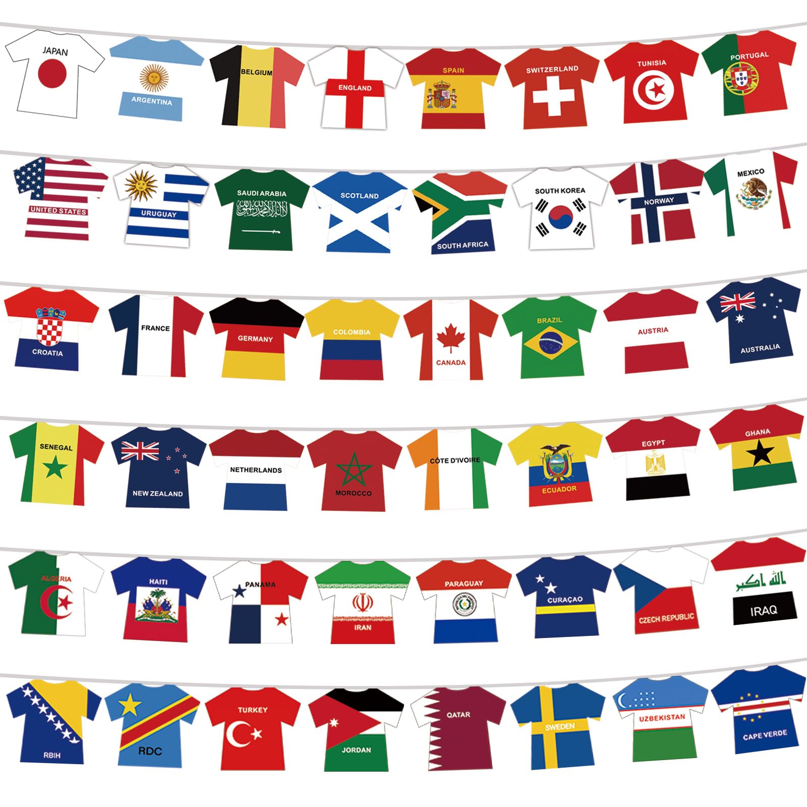 YOFANUP World Football Flags Bunting 2026, 50ft/15m, Update 48 Qualified Countries Jersey Bunting for World Cup Decorations, Double Sides Flag for Bar Club Home Decor (1 Pack)