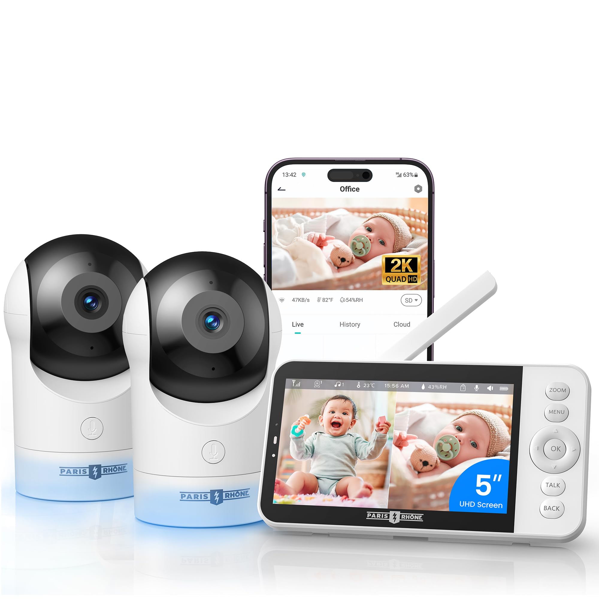 PARIS RHÔNE 2K Split-Screen Baby Monitor