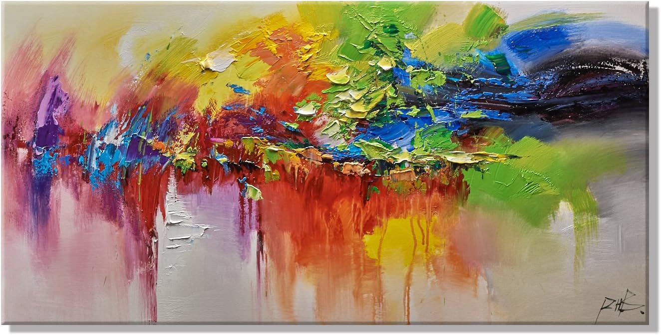 Wall Art Diy Print Original Modern Abstract Colorful Clouds Swamp Natural Scenery Canvas Wall Art Oil Paintings on Canvas for Wall Decoration Painting Wall Decor 24 Inch x 48 Inch