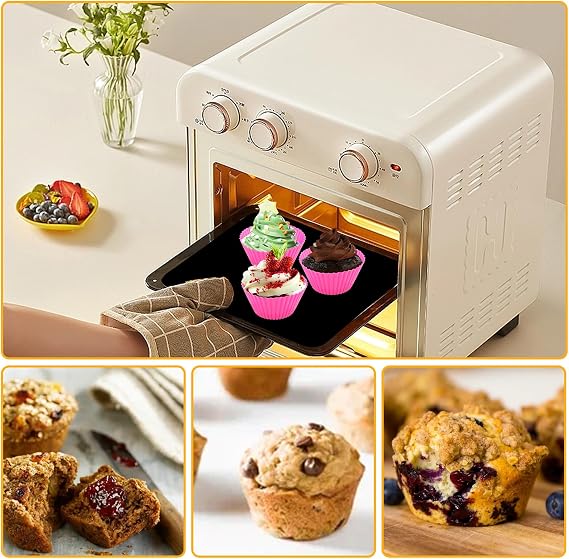 ASelected 27pcs Silicone Cupcake Box - Reusable Muffin Box with 9 Color Non-Stick Silicone Molds - Dishwasher Safe