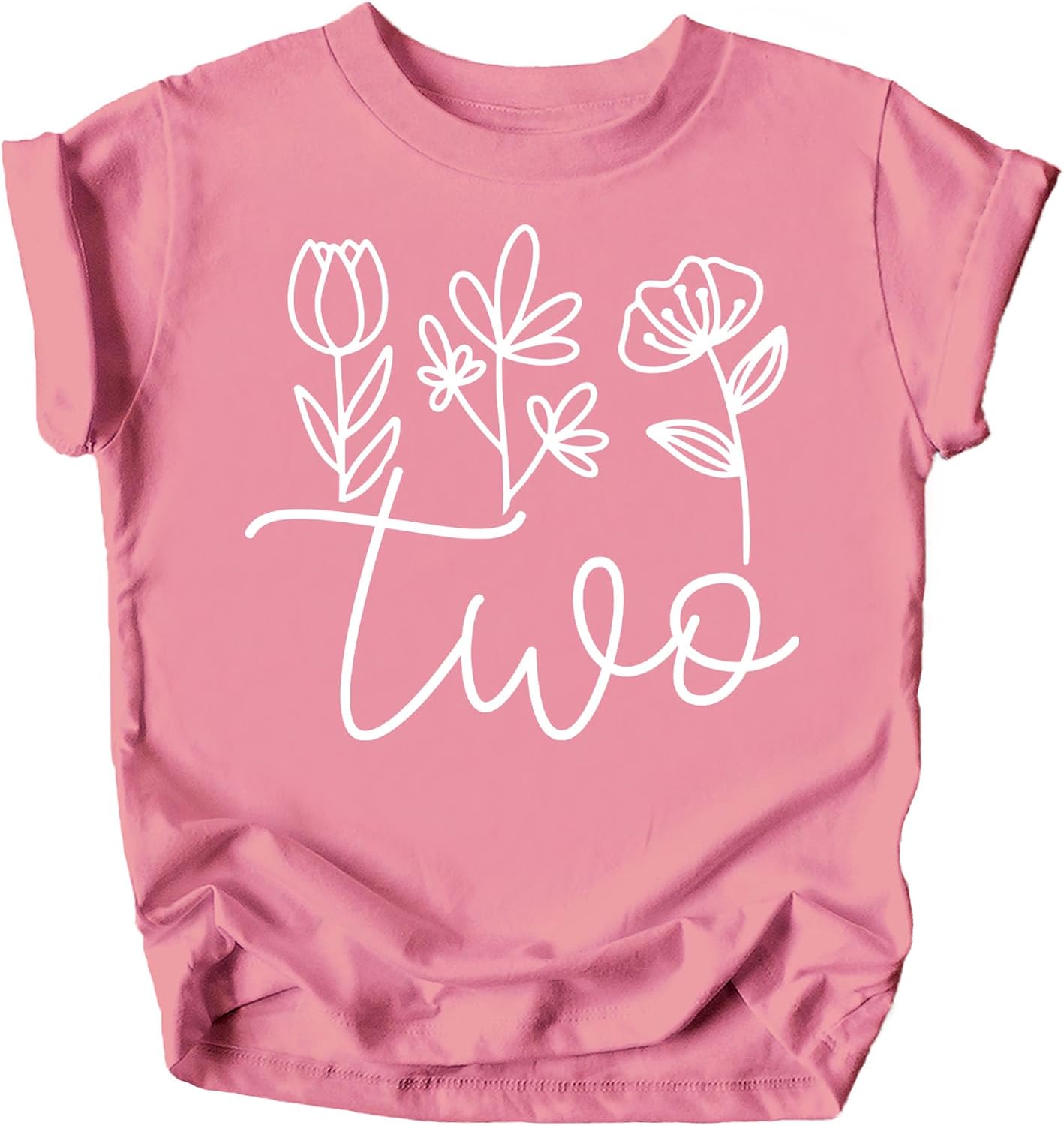 Two Floral Cursive 2nd Birthday Shirt for Toddlers Second Birthday Outfit