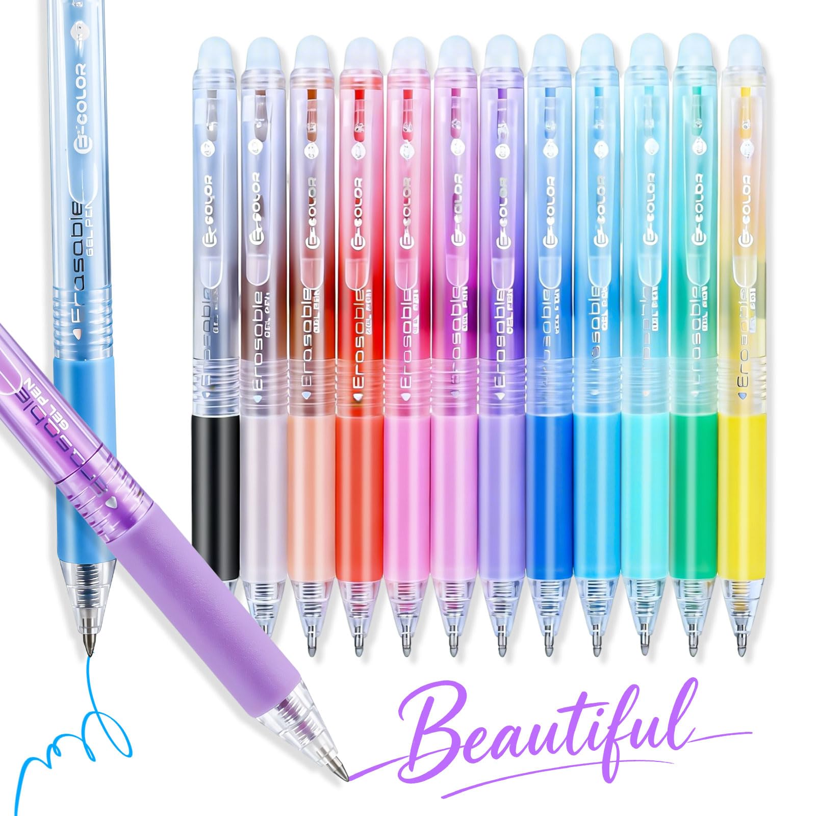 Photo 1 of 36 Colors Erasable Gel Pens, Retractable Clicker 0.7mm Fine Point, Friction Eraser Pen, Smooth Writing Multicolor Gel Pens for Writing, Drawing, Planners, Crossword Puzzles, School & Office