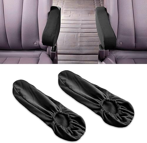 2 fundas para reposabrazos de asiento delantero de automóvil, resistente al desgaste, transpirable, de lino de algodón, artesanía, puños elásticos