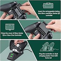 Vista 5 de Estación de carga de control para Xbox One estación de carga para Xbox One Controller paquete de batería de 2 x 1200 baterías recargables