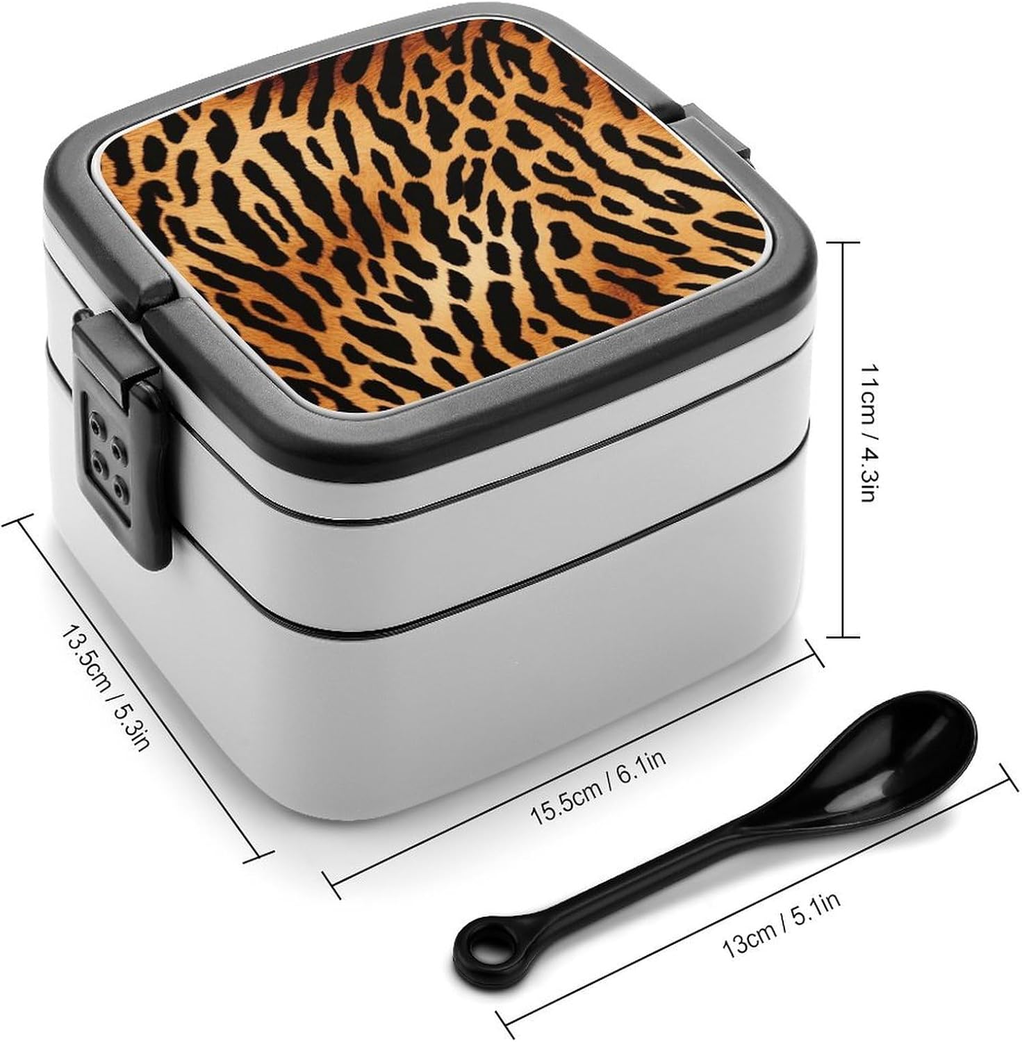 Adults Lunch Box Adult Bento Box Stackable Bento Box BPA-Free Leopard Texture Lunch Box Food Container Ideal for Meal Prep, Work, And On The Go