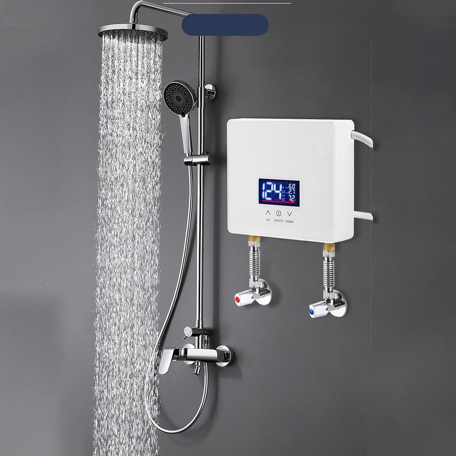 Constant Temperature Hot Water Heater, Brass Inlet and Outlet, LCD Touch Screen, Wall Mounted Electric Water Heater for RV Kitchen Bathroom (US Plug 110V 3000W)