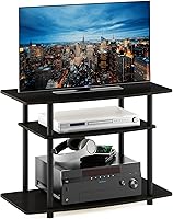 Furinno Turn-N-Tube 3-Tier No Tools TV Stand for 32" TVs - Espresso/Black, Easy Assembly Entertainment Center