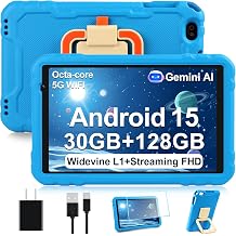 2026 Tablet 10 inch Android 15 Tablets 30GB+128GB+1TB Expand, 8000mAh Octa-Core Eletronic Tablet with Drop-proof Case, Gemini AI, HD IPS Display, GPS, 5G WIFI,Split-screen, Widevine L1 -Metal Black