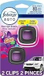 Désodorisant d'air Febreze Auto, clip de ventilation automobile anti-odeur, accessoires de voiture parfumés, longue durée pour odeurs fortes, parfum Gain Moonlight Breeze, 3 unités
