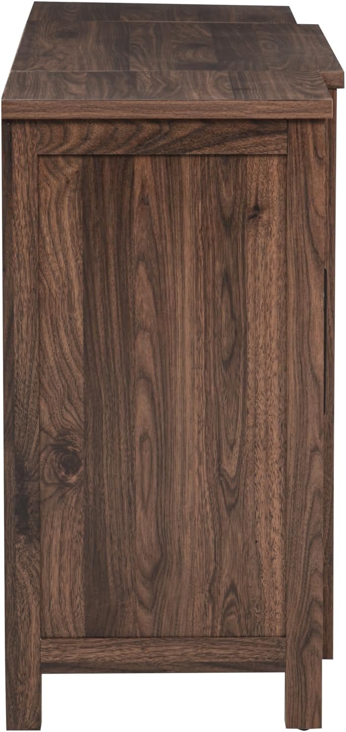 Linon Lucas Brown Walnut Console with Electric Fireplace