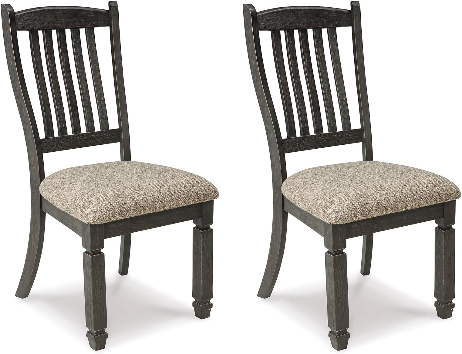 Signature Design by Ashley Tyler Creek Dining Room Upholstered Side Chair, 2 Count, Solid Wood, 19.25" H, Black and Grayish Black