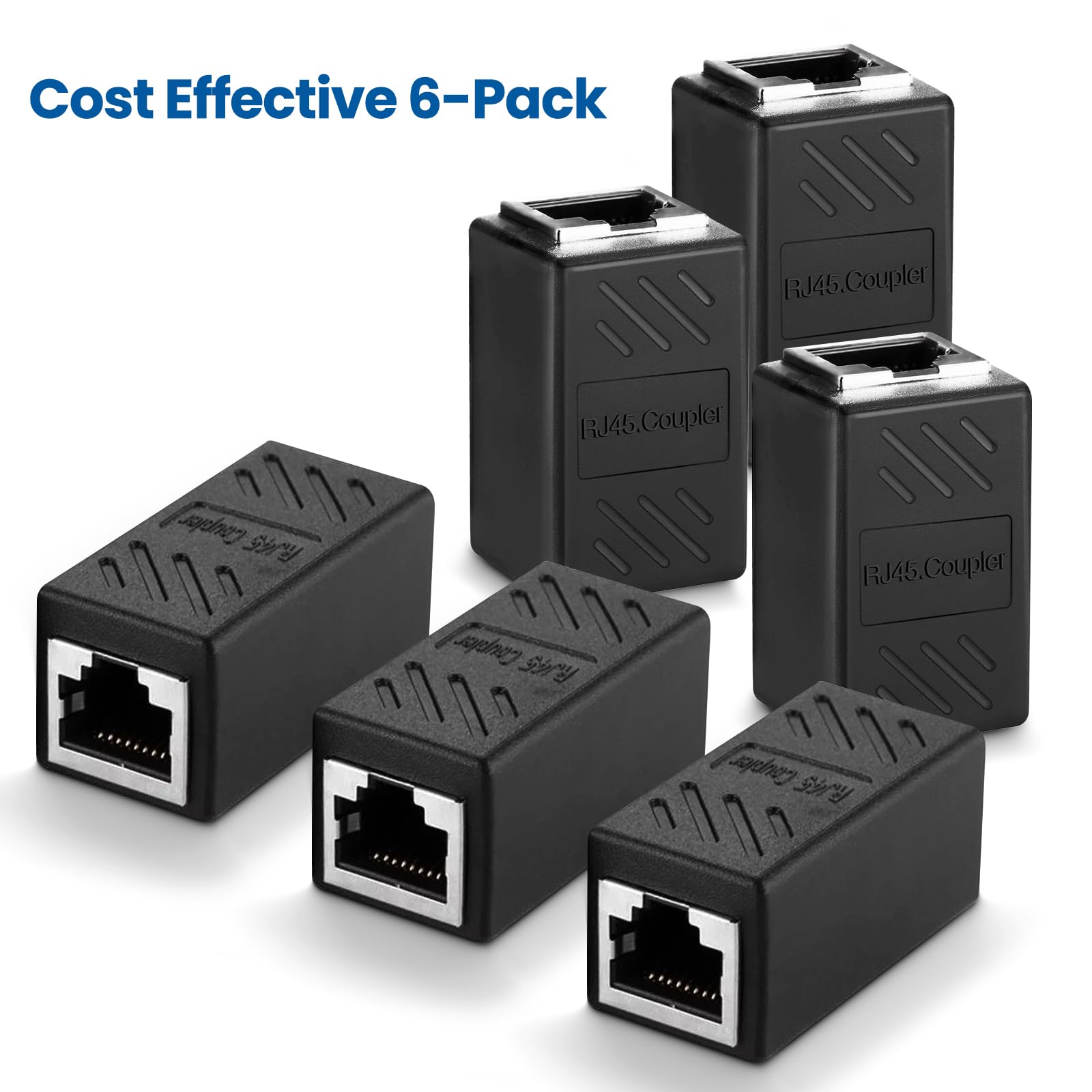 RJ45-Koppler, Ethernet-Kabel-Verlängerung, Inline-Ethernet-Anschluss für Cat7, Cat6, Cat5e, Cat5, Ethernet-Extender-Adapter, Buchse auf Buchse, Ethernet-Netzwerkkabel-Koppler, 6 Stück