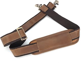 Polare Full Grain Leather Adjustable Replacement Shoulder Strap with Metal Hook for Briefcase Messenger Shoulder Duffel Bag (Light Brown)